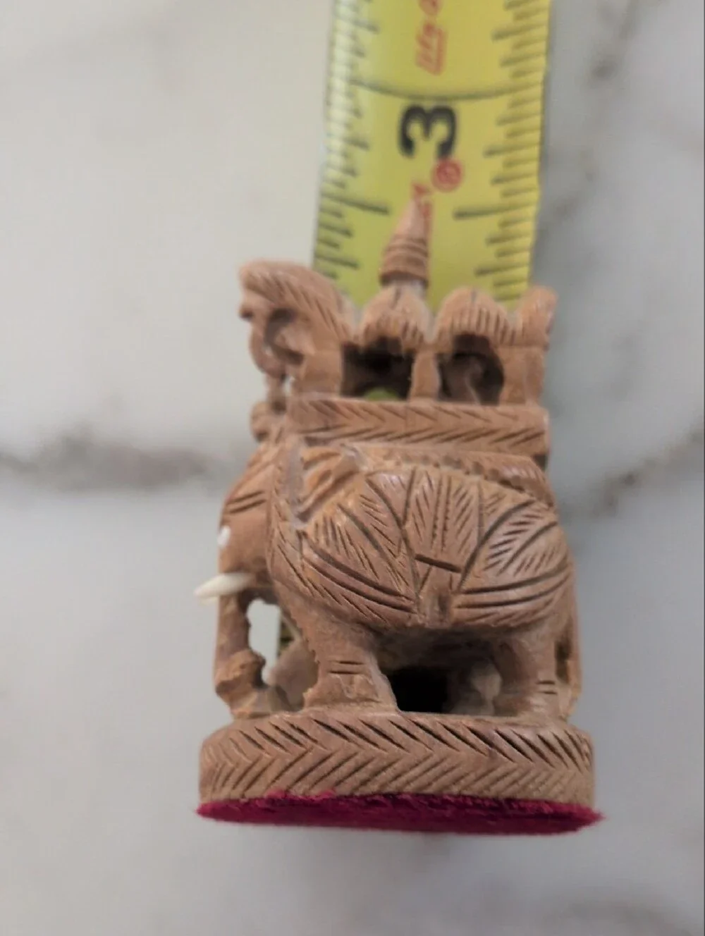 Hand-Carved Wooden Elephant Accent - Brown